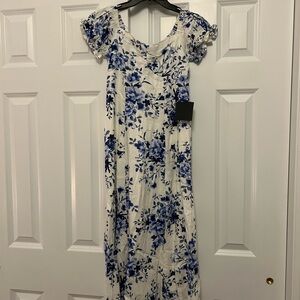 Floral Blue and White Maxi Dress